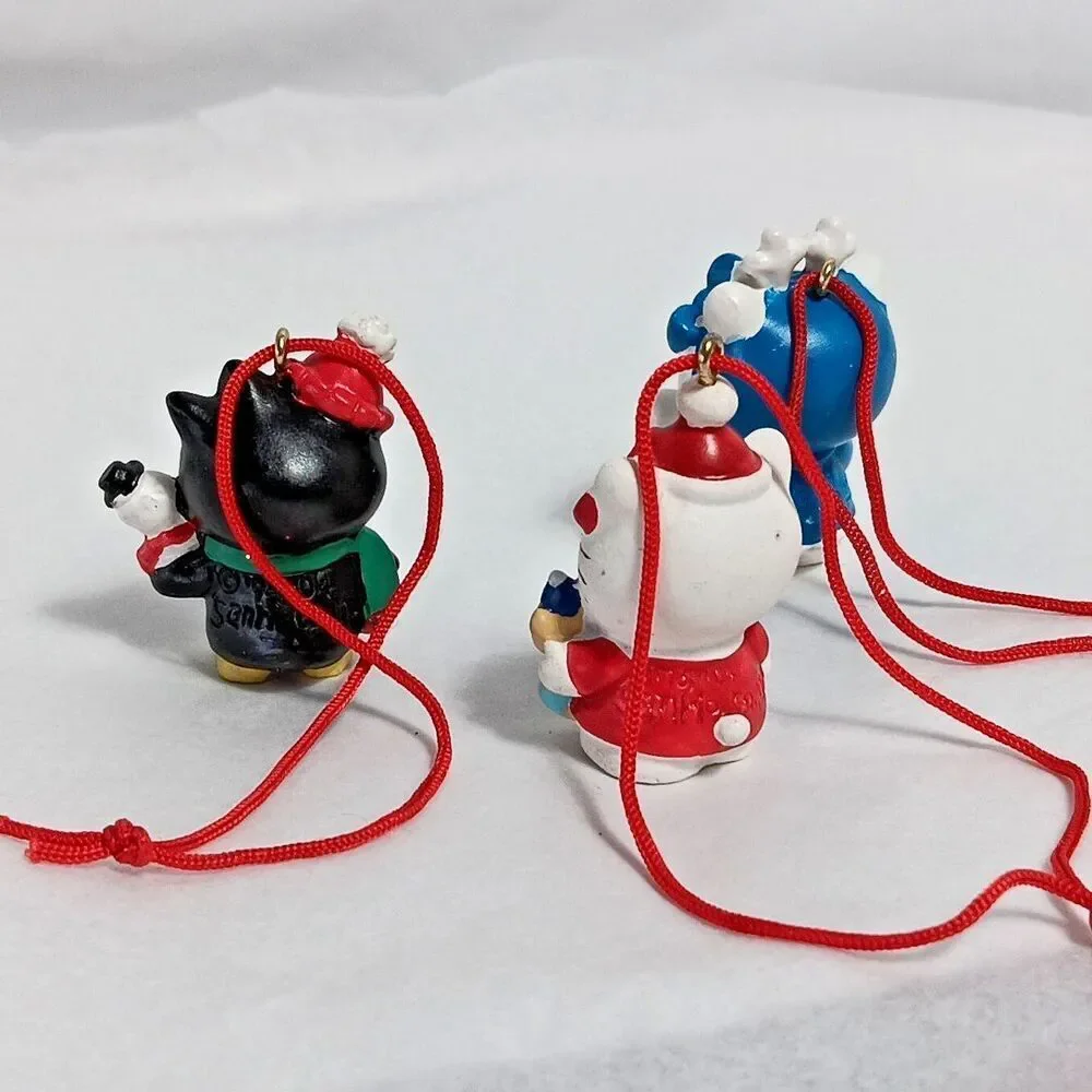 Vintage 2004 Sanrio Hello Kitty Christmas Miniature Ornaments Badu-Maru Red Cord
